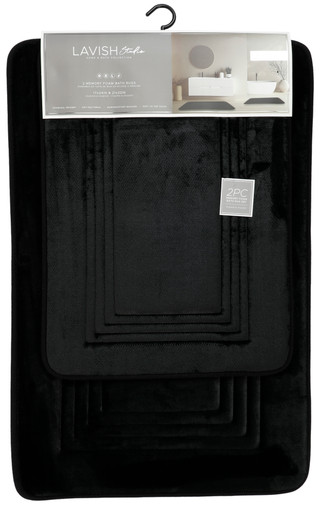 Thumbnail 1: Buffalo Lux Hotel Bath Rug Set, 2-Piece, Black 