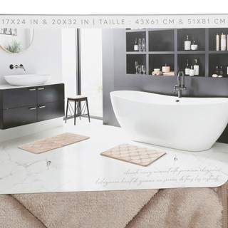Thumbnail 3: Buffalo Lux Tile Bath Rug Set, 2-Piece, Taupe 