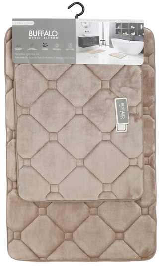 Thumbnail 1: Buffalo Lux Tile Bath Rug Set, 2-Piece, Taupe 
