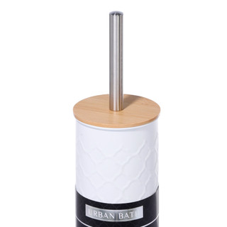Thumbnail 3: Dream Home Embossed Toilet Brush Holder with Bamboo Lid 