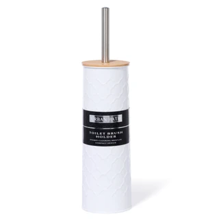 Thumbnail 1: Dream Home Embossed Toilet Brush Holder with Bamboo Lid 