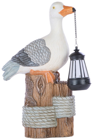 Thumbnail 1: . 17 in LED Sea Gull with Lantern on Piling 