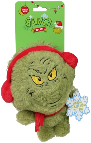 Thumbnail 1: THE GRINCH Holiday Plush Dog Toy with Squeaker 