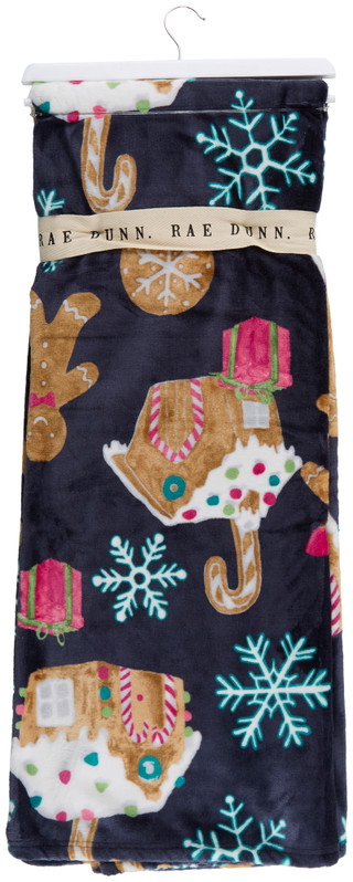 Thumbnail 2: RAE DUNN 50x70 Gingerbread Land Christmas Throw Blanket 