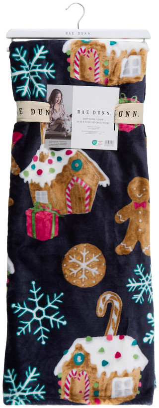 Thumbnail 1: RAE DUNN 50x70 Gingerbread Land Christmas Throw Blanket 