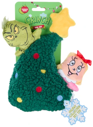 Thumbnail 1: THE GRINCH 10-Inch Plush Christmas Tree Dog Toy 