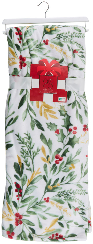 Thumbnail 1: deco 50x70 Christmas Holly Berry Throw Blanket 