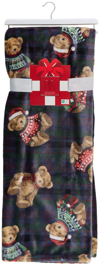 Thumbnail 1: deco 50x70 Christmas Teddy Bear Throw Blanket 