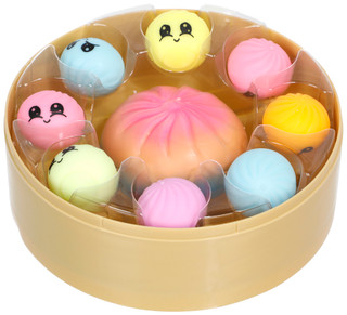 Thumbnail 2: Toymania 9 Pk Squishy Kawaii Dumplings Set 