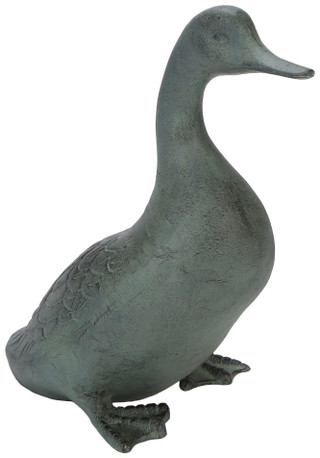 Thumbnail 1: . 14 in Indoor/Outdoor Metal Standing Duck Sculpture 