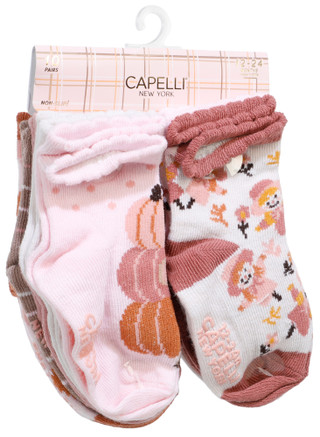 Thumbnail 1: Capelli Baby Fall Time Harvest Crew Socks with Grippers, 10-Pack 