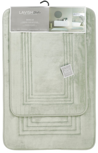 Thumbnail 1: Buffalo Lux Hotel Bath Rug Set, 2-Piece, Sage 