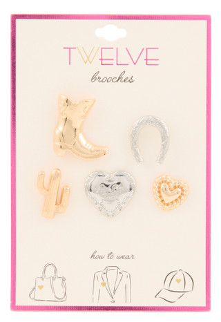 Thumbnail 1: TWELVE 5 Pk Assorted Pin Brooches  