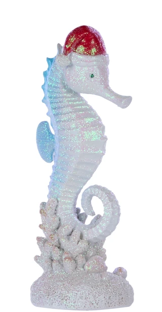 Thumbnail 1: Magical Season 10-Inch Resin Seahorse Santa Hat Figurine 