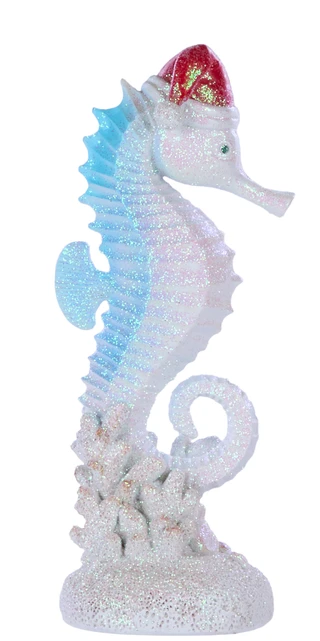Thumbnail 3: Magical Season 10-Inch Resin Seahorse Santa Hat Figurine 
