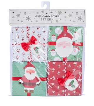 Thumbnail 1: 4 Pk 3D Christmas Santa Gift Card Boxes 