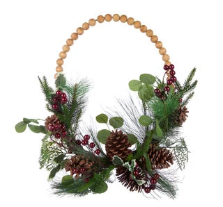 Thumbnail 1: Magical Season Wood Beaded Pinecone Half Wreath 