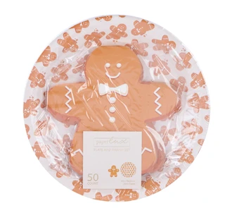 Thumbnail 1: Paper Lux Gingerbread Plate & Napkin Set 