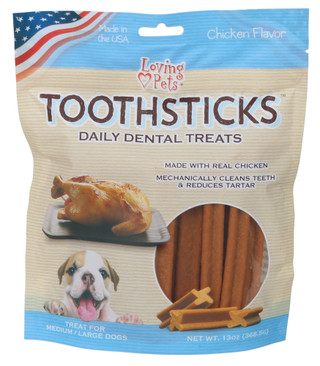 Thumbnail 1: Loving Pets 13 oz Chicken Flavor Toothsticks Daily Dental Treats  