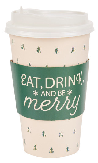 Thumbnail 2: Mistletoe Memories 12-Piece 16 Oz. Cups With Lids & Sleeves 