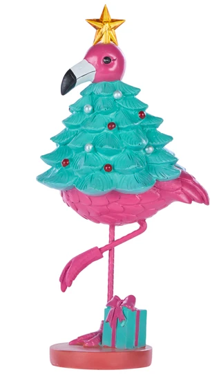 Thumbnail 1: Magical Season Resin Flamingo Christmas Figurine 