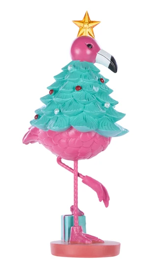 Thumbnail 2: Magical Season Resin Flamingo Christmas Figurine 