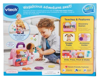 Thumbnail 2: VTech Cutie Paws Puppy Carrier with Plush Puppy, Lights & Sounds 