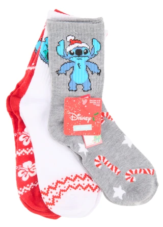 Thumbnail 1: Disney Women's 3-Pack Stitch Mid-Crew Socks 