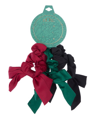 Thumbnail 1: Noir Holiday 3-Piece Bow Scrunchie Set 