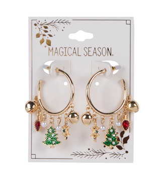 Thumbnail 1: Magical Season Christmas Charm Hoop Earrings 