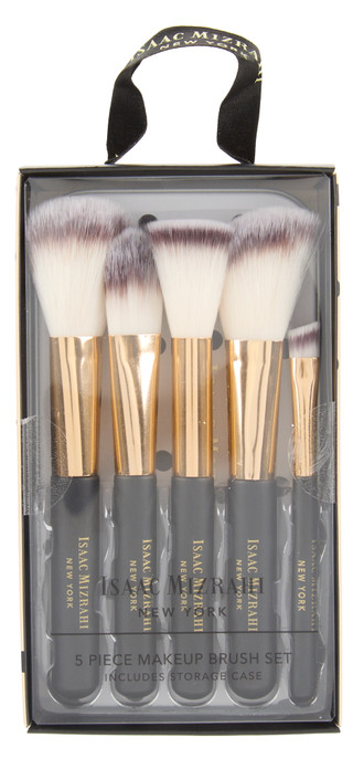 Thumbnail 1: Isaac Mizrahi 5 Pk Makeup Brush Set w/ Tin Storage Case 