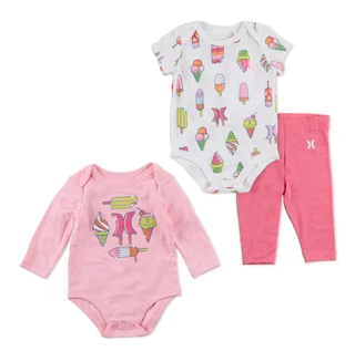 Thumbnail 1: Hurley Baby Girls' 3-Piece Bodysuit & Leggings Set 