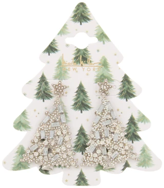 Thumbnail 1: Nicole Miller Crystal Christmas Tree Post Drop Earrings 