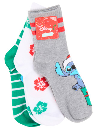 Thumbnail 1: Disney Women's 3-Pack Stitch Mid Crew Socks 