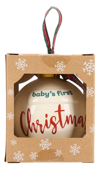 Thumbnail 1: Pearhead Baby's First Christmas Ceramic Ball Ornament 