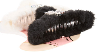 Thumbnail 2: Noir 2-Piece Faux Fur Snowflake Hair Claw Set 