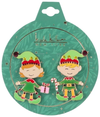 Thumbnail 1: Nicole Miller Christmas Mismatched Elf Drop Earrings 