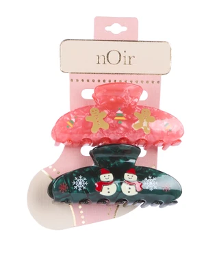 Thumbnail 1: Noir 2-Piece Christmas Claw Clip Set 