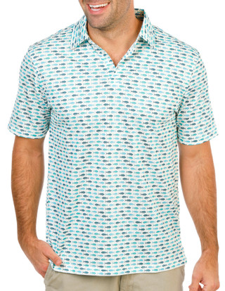 Thumbnail 1: Southern Palms Men's Short Sleeve Printed Performance Polo 