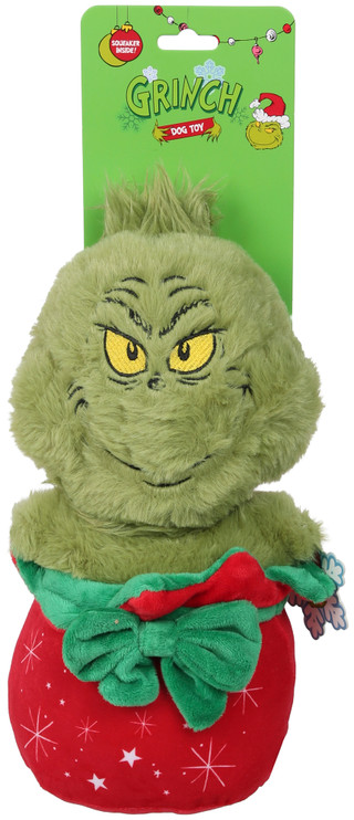 Thumbnail 1: THE GRINCH Santa Plush Dog Toy with Squeaker 