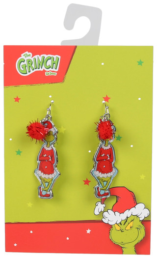 Thumbnail 1: Dr. Seuss Christmas Grinch Pom Drop Earrings 