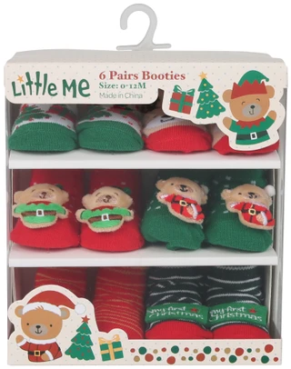 Thumbnail 1: Little Me Baby 6-Pair Christmas Bootie Gift Box 