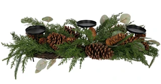 Thumbnail 1: Magical Season Pinecone Pine 3-Candle Centerpiece 