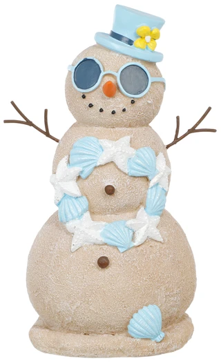 Thumbnail 1: Magical Season 12-Inch Resin Beach Snowman Figurine 
