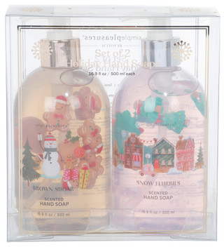 Thumbnail 1: SIMPLE PLEASURES Holiday Hand Soaps Set of 2 with Floating Icons 