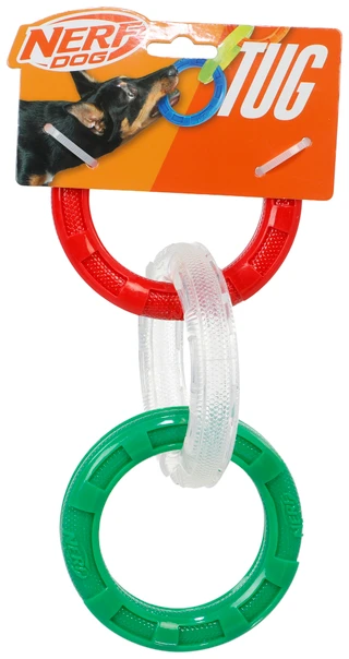 Thumbnail 1: Nerf Dog 10.5-Inch 3-Ring Tug Dog Toy 