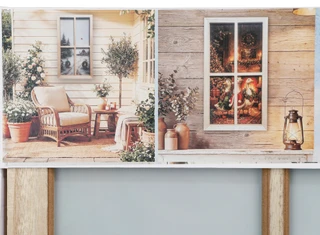 Thumbnail 2: 16x28 Christmas Snowy Barn & Cardinals Window Pane Decor 