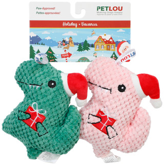 Thumbnail 1: Petlou Holiday Twin Pack Dino Dog Toys 