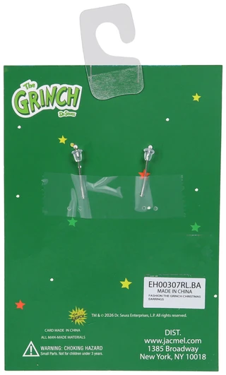 Thumbnail 2: Dr. Seuss Christmas Grinch Pom Drop Earrings 