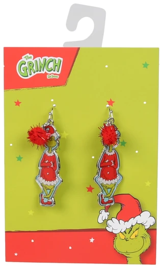 Thumbnail 1: Dr. Seuss Christmas Grinch Pom Drop Earrings 